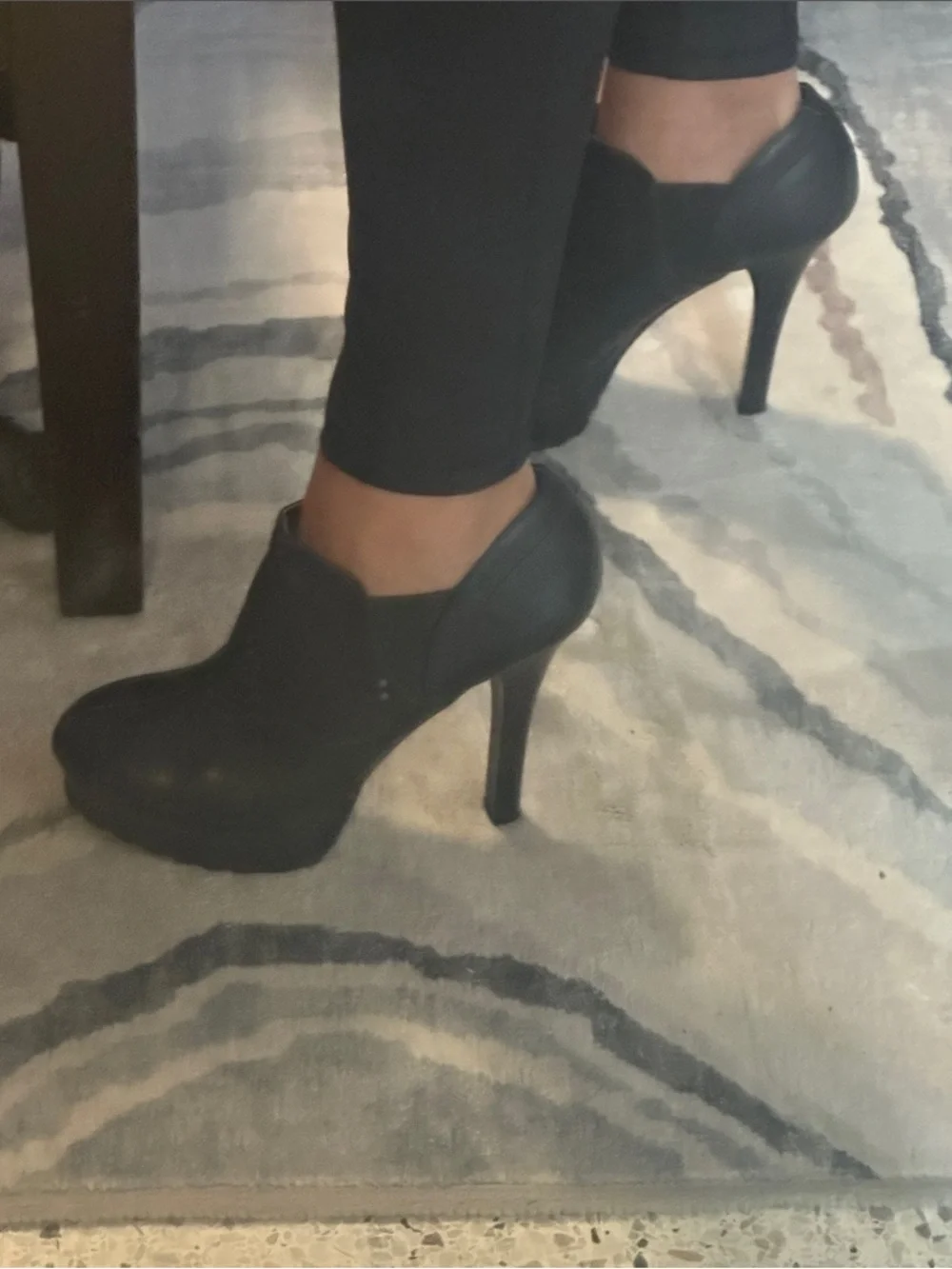 Jennifer Lopez Black Leather Ankle Booties